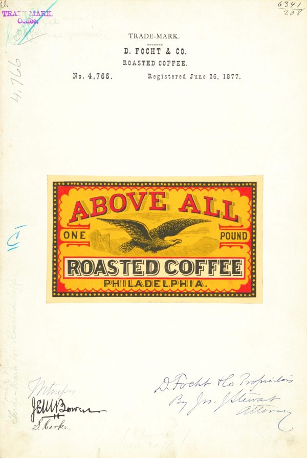 Above All Roasted Coffee 1877 Poster - Vintage Coffee Branding, Classic Philadelphia Coffee Label Art, Retro Beverage Collectible Print