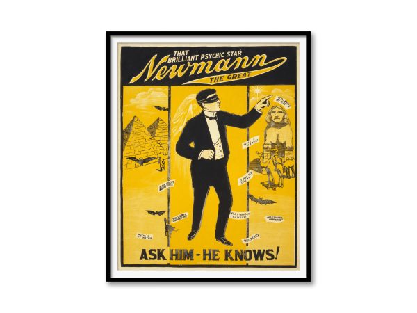 Neumann the Great Psychic Poster – Vintage Mind Reading, Occult Performer, Classic Magic, Mentalist Show, Psychic Performance Art