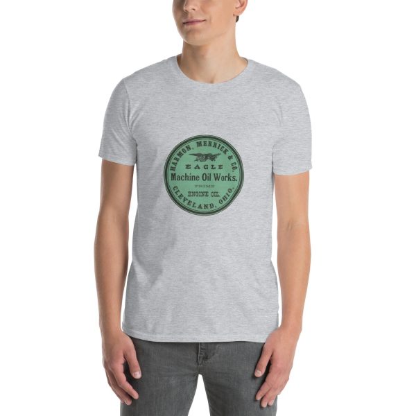Harmon Merrick & Co. Eagle Machine Oil Works Vintage Logo T-Shirt – Classic Retro Design on 100% Cotton Unisex Tee, Great Industrial Gift