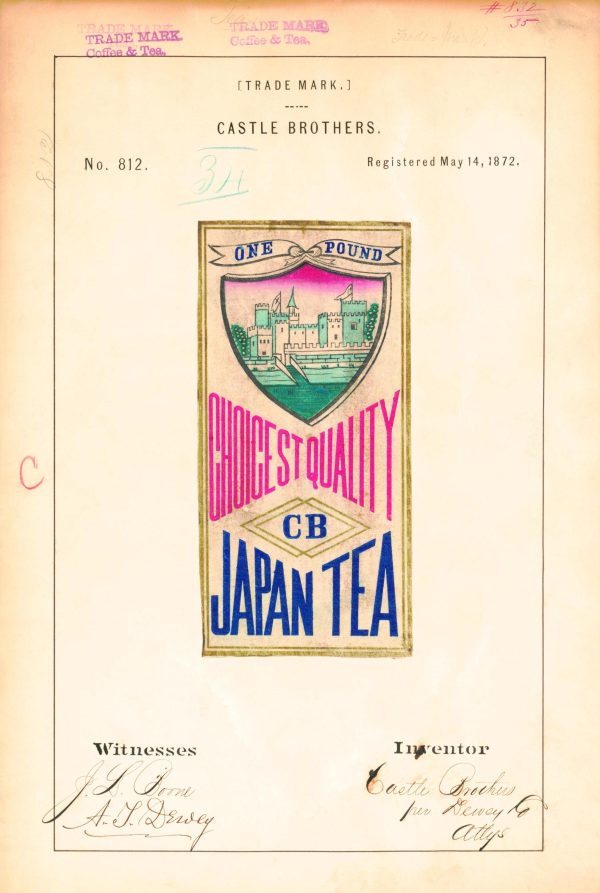 Castle Brothers Japan Tea 1872 Poster - Vintage Tea Branding, Classic Choice Quality Japanese Tea Label, Antique Castle-Themed Tea Print