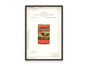 Kendall Manufacturing Soapine 1883 Poster - Vintage Soap Powder Label, Classic Laundry Branding Art, Antique Dirt Killer Print