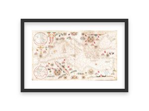 16th Century European Coastal Portolan Chart – Early Nautical Map, Historic Sea Routes, Mediterranean and Atlantic Navigation Chart