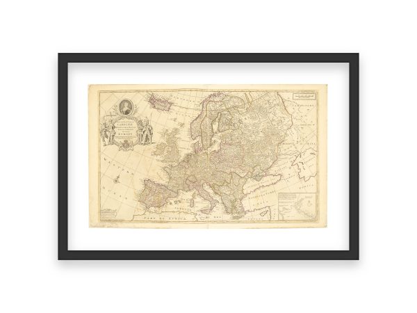 1740 Map of Europe - Queen Caroline Tribute Map, Detailed European Countries, Historic Geography and Borders, Royal Cartographic Design