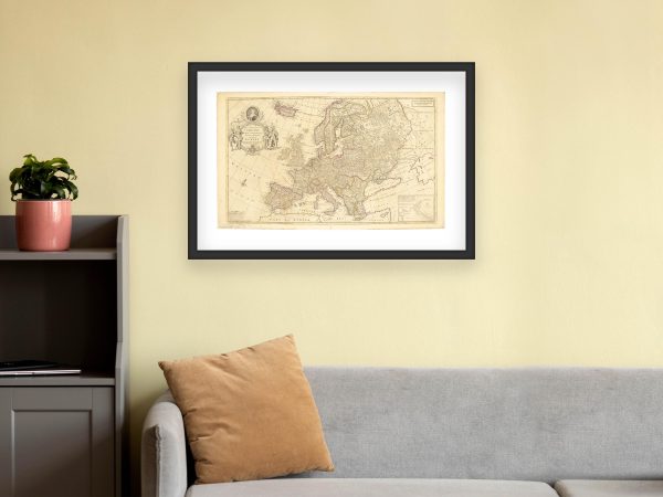 1740 Map of Europe - Queen Caroline Tribute Map, Detailed European Countries, Historic Geography and Borders, Royal Cartographic Design