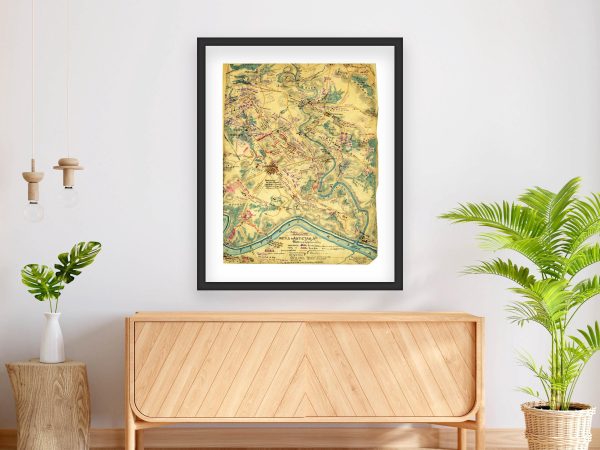 Detailed Battle of Antietam Map - Historic 1862 Civil War Battle Positions, Union and Confederate Forces, Topographical Overview