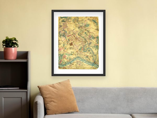 Detailed Battle of Antietam Map - Historic 1862 Civil War Battle Positions, Union and Confederate Forces, Topographical Overview