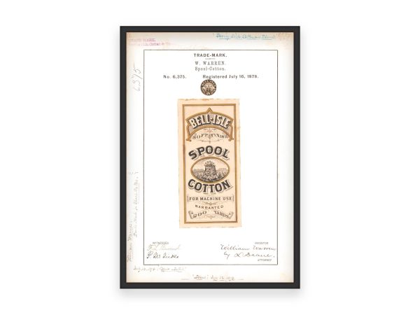 Bell-Isle Spool Cotton 1878 Poster - Vintage Sewing Thread Label, Classic Machine Cotton Ad, Antique Textile Advertisement, Historic Decor