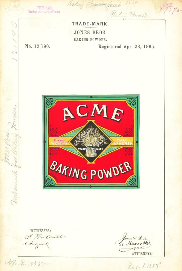 Acme Baking Powder 1885 Poster - Vintage Baking Product Branding, Classic Kitchen Label Art, Retro Culinary Collectible Print
