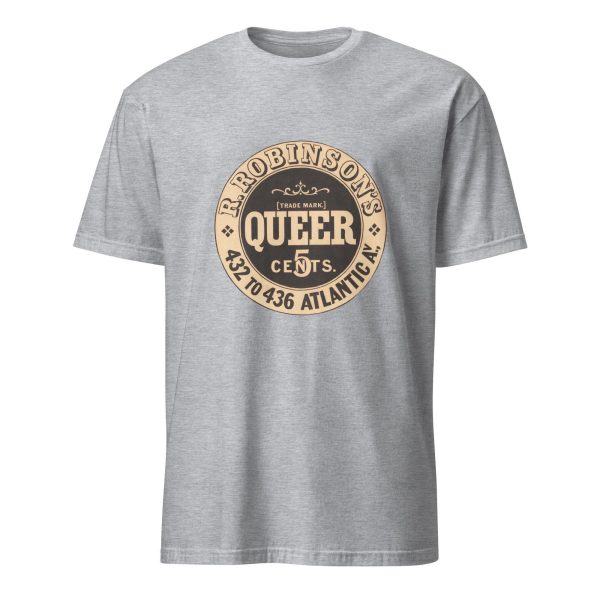 Robinson’s Soda Water T-Shirt – Vintage Queer 5 Cents Soda Logo Design, Cotton Unisex Tee, Retro Style for Beverage Enthusiasts