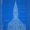 Church of the Madonna Blueprint Drawing - Fort Lee New Jersey Church Blueprint, Church Drawing, Home Decor, Wall Decor, Blueprint Décor