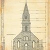 Church of the Madonna Blueprint Drawing - Fort Lee New Jersey Church Blueprint, Church Drawing, Home Decor, Wall Decor, Blueprint Décor
