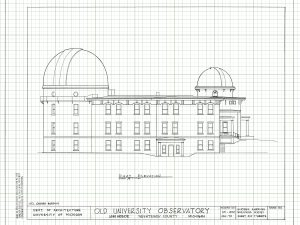 Detroit Observatory Drawing Blueprint - Old University Observatory, Michigan University Observatory, Home Décor, Blueprint Décor, Astronomy