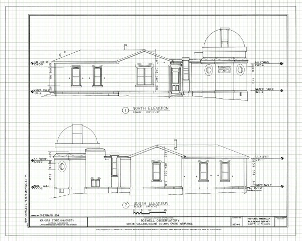 Boswell Observatory Blueprint Drawing - Doane College Observatory, Historic Observatory, Home Décor, Blueprint Décor, Astronomer Gift