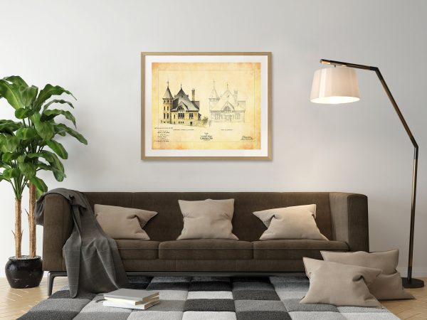 Clarksville Tennessee Post Office Elevation Drawing - Poster Print, Old Post Office Blueprint Drawing, Office Décor, Blueprint Décor