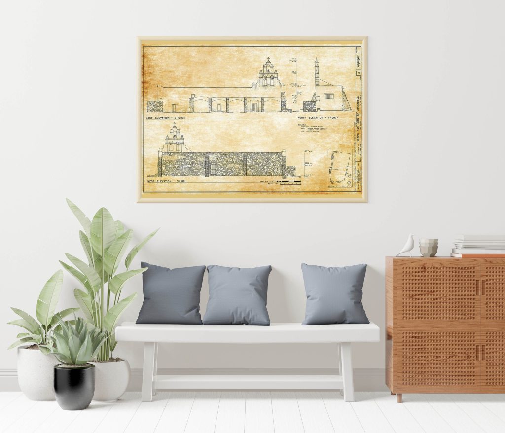 Mission San Juan De Capistrano Elevation Drawing 1731 Texas Mission