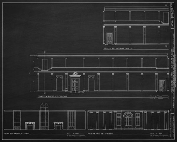 US Capitol Old Senate Chamber Blueprint Drawing - Capitol Building Blueprint, US Senate Drawing, Home Décor, Wall Décor, Blueprint Decor