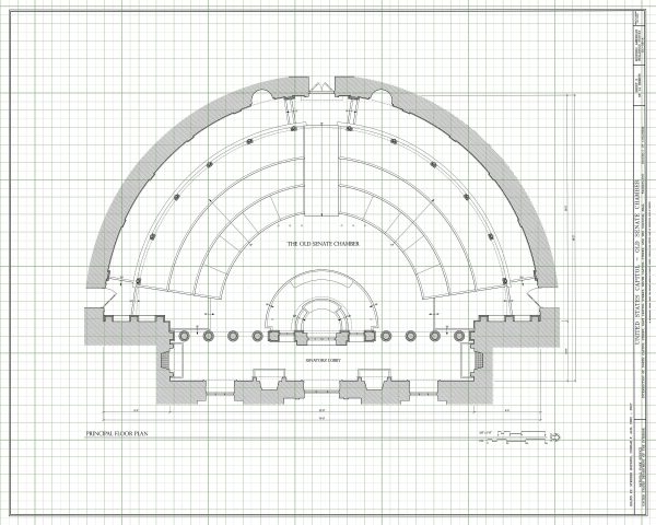 Old US Senate Chamber Floor Plan Blueprint Drawing - Capitol Building Blueprint, US Senate Drawing, Home Décor, Wall Décor, Blueprint Decor