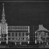 Swedesboro Trinity Church Section Drawing - New Jersey Church Blueprint, Church Drawing, Religious Home Décor, Blueprint Décor