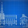 Swedesboro Trinity Church Section Drawing - New Jersey Church Blueprint, Church Drawing, Religious Home Décor, Blueprint Décor