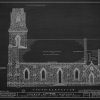 Church of the Madonna South Elevation Drawing - Fort Lee New Jersey Church Blueprint, Church Drawing, Home Wall Décor, Blueprint Décor