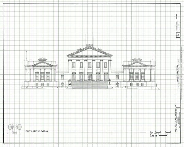 Virginia State Capitol Building Blueprint Drawing - Capitol Building Blueprint, Virginia Capitol, Home Décor, Wall Décor, Blueprint Decor
