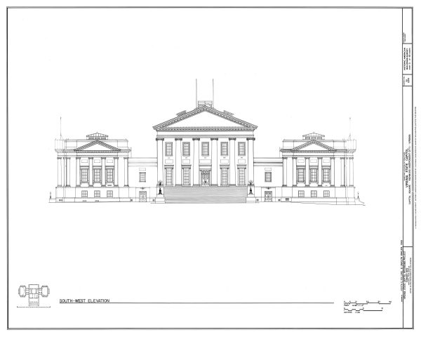 Virginia State Capitol Building Blueprint Drawing - Capitol Building Blueprint, Virginia Capitol, Home Décor, Wall Décor, Blueprint Decor