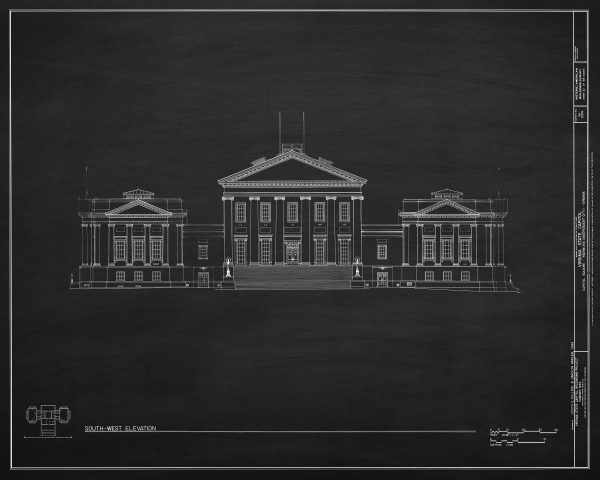 Virginia State Capitol Building Blueprint Drawing - Capitol Building Blueprint, Virginia Capitol, Home Décor, Wall Décor, Blueprint Decor