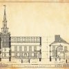Swedesboro Trinity Church Section Drawing - New Jersey Church Blueprint, Church Drawing, Religious Home Décor, Blueprint Décor