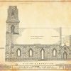 Church of the Madonna South Elevation Drawing - Fort Lee New Jersey Church Blueprint, Church Drawing, Home Wall Décor, Blueprint Décor